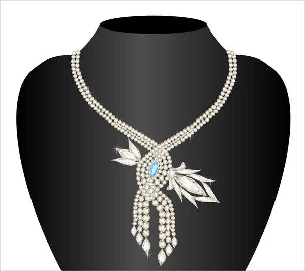 Halskette Frauenhochzeit mit Edelsteinen — Stockvektor