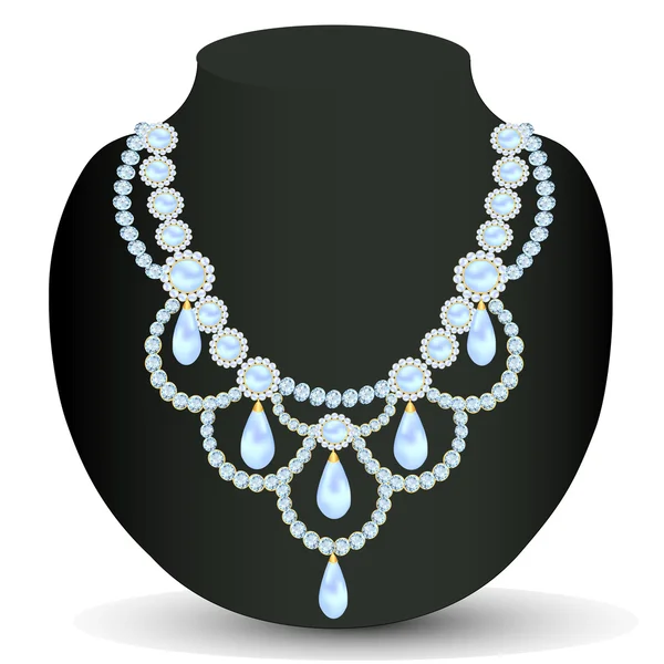 Halskette Frauen für die Ehe mit Perlen — Stockvektor
