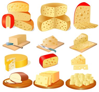 set of different types of cheese