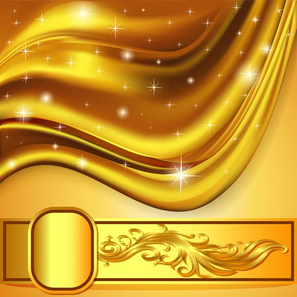 Achtergrond stof satijn gouden ornament — Stockvector