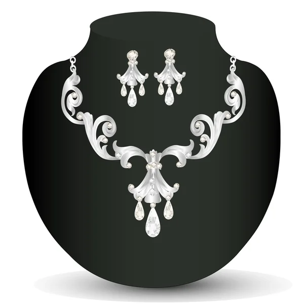 Einer silbernen Halskette Frauenhochzeit — Stockvektor