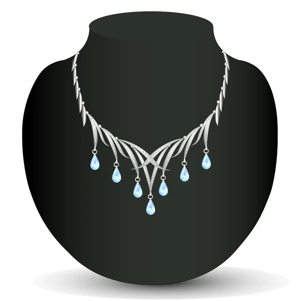 Del collar, y con piedras preciosas, y perlas — Vector de stock