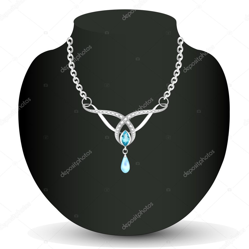 of necklace with blue jewels and pearls