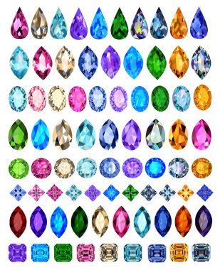 set of precious stones of different cuts and colors clipart