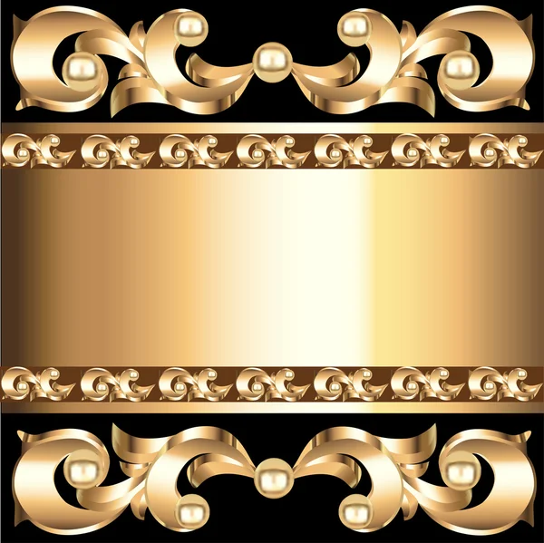 Background frame with vegetable voluminous gold(en) ornament — Stock Vector