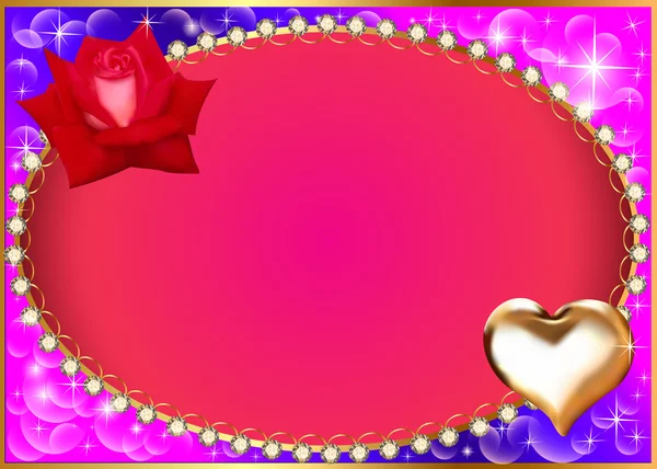 与心和玫瑰钻石背景 — 图库矢量图片