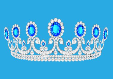 Biz güzel diadem kadınsı düğün çevirmek mavi arka plan