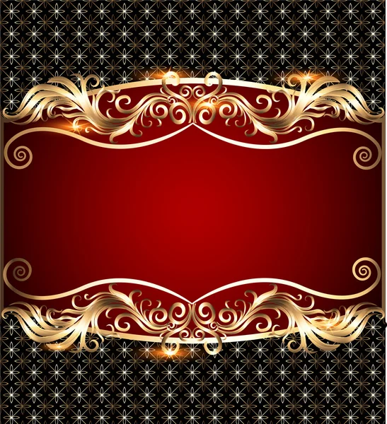 Background with a strip with a gold vegetative ornament and a g — Stock Vector