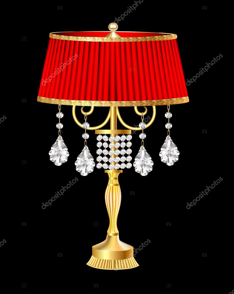 Red Table Lamp With Crystal Pendants Stock Vector Yurkina 28643881 Red Table Lamp With Crystal Pendants Stock Vector