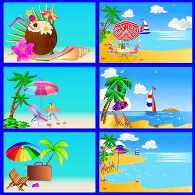 Sea beach palm ile yelkenli sandalye ve şemsiye