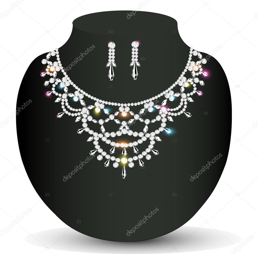 wedding necklace and earrings with precious stones women