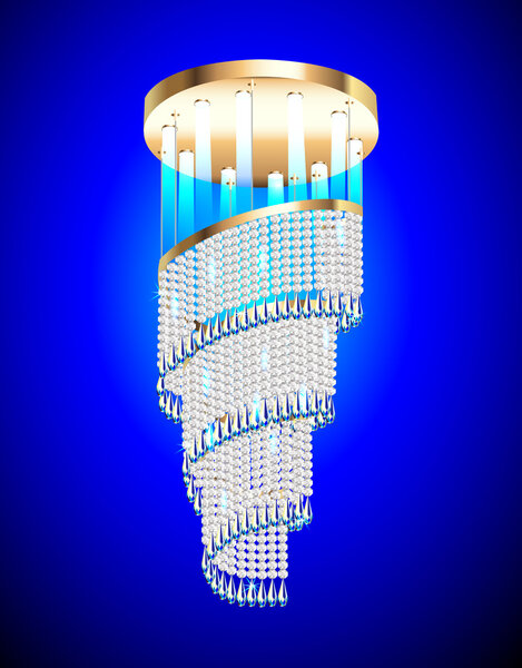 современная люстра с хрустальными подвесками
