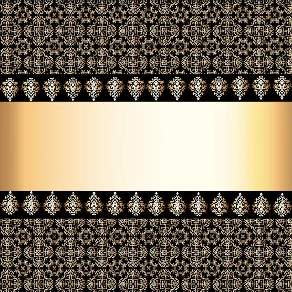 Sömlös bakgrund med band och ram med gold(en) mönster — Stock vektor