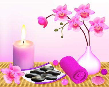 Orkide ve mum spa için arka plan
