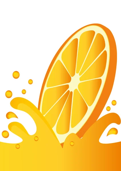 Segmento de ilustración naranja hundido en jugo — Vector de stock