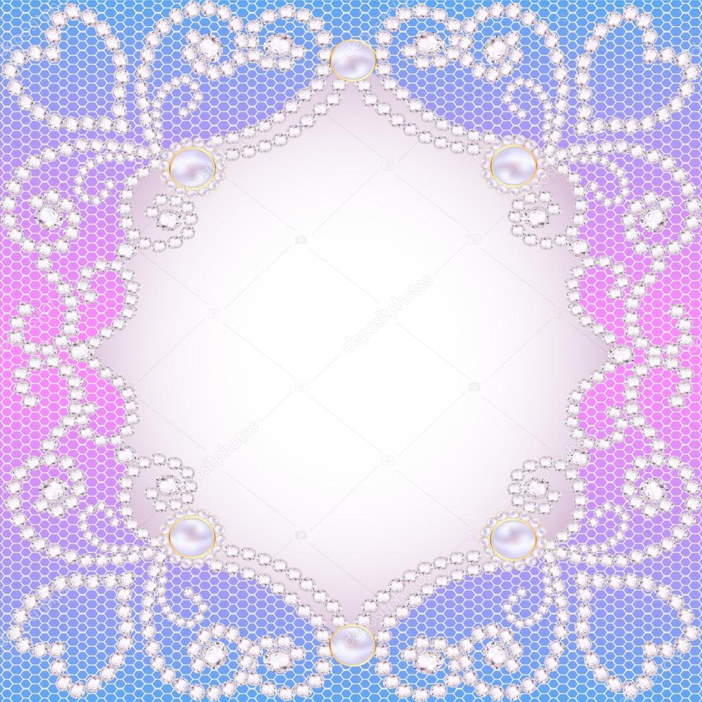 wedding background with frame ornament with pearls and precious