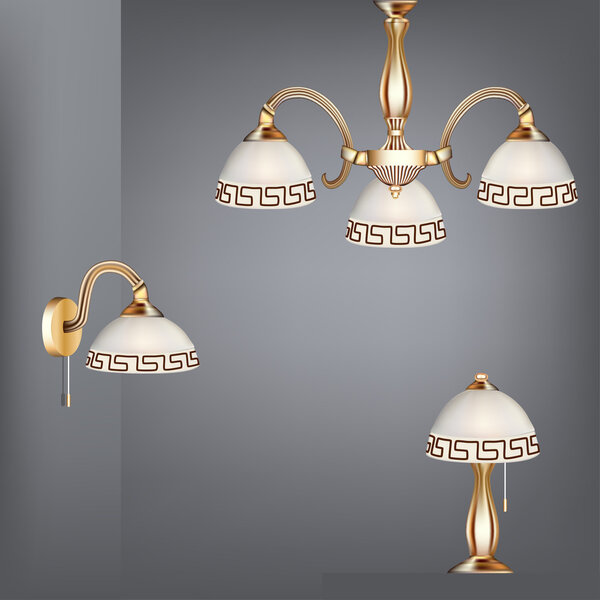 set table lamp chandelier and sconces in antique style