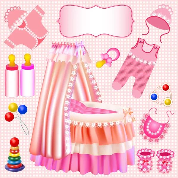 Rose ensemble de chaussons de berceau pour enfants sliders — Image vectorielle