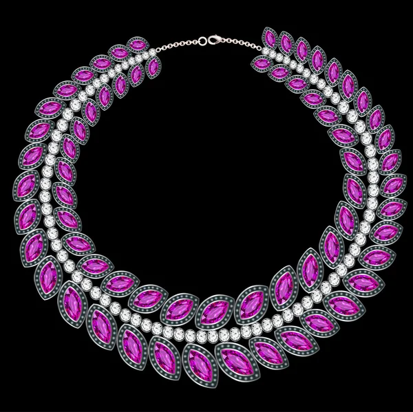 Женское ожерелье сфиолетовыми драгоценными камнями — стоковый вектор