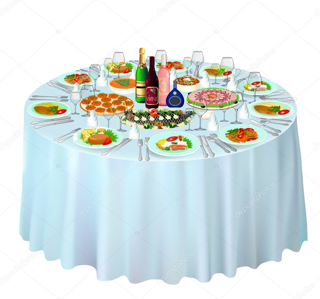 gala buffet served on white