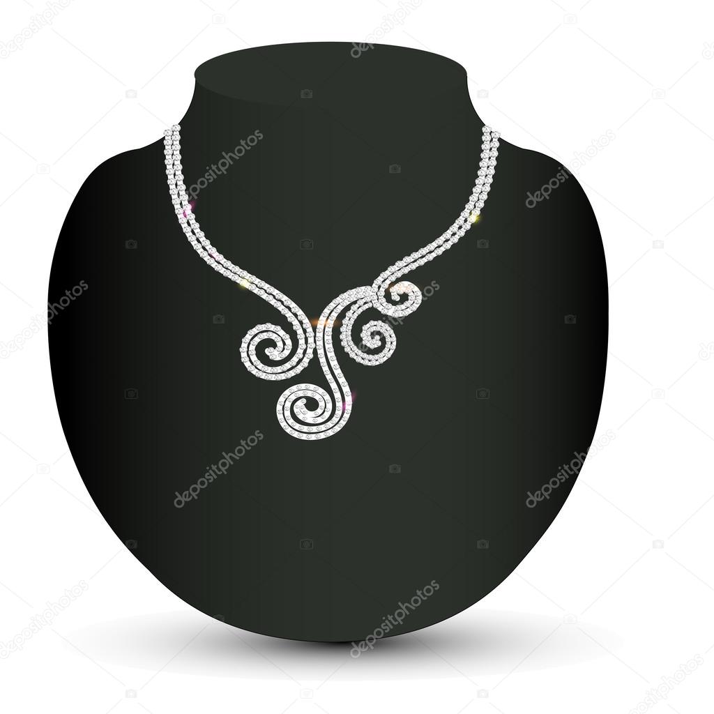 female necklace with a diamond spirals