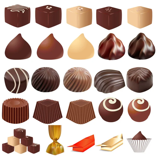 Illustrations assortiment de différents bonbons — Image vectorielle
