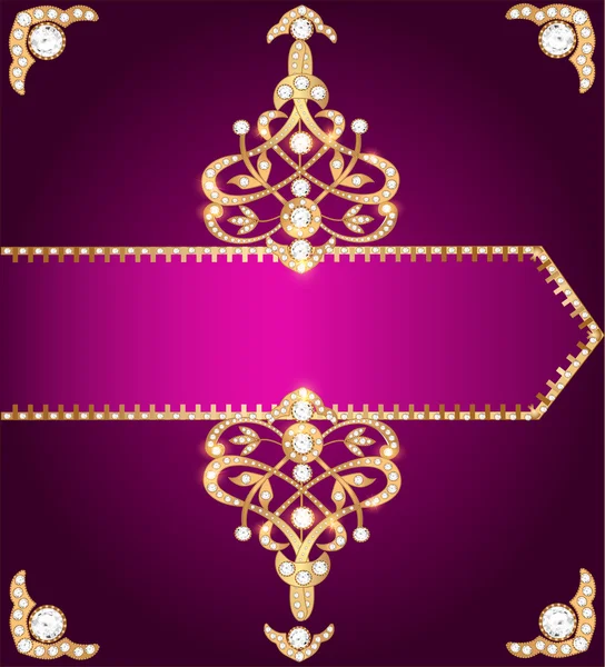 Фіолетова обкладинка для книги з золотим орнаментом — стоковий вектор