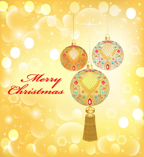 Achtergrond van Kerstmis met decoratieve ballen en pailletten — Stockvector