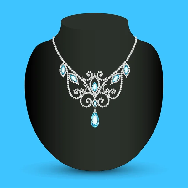 Necklace with blue jewels — Stock Vector