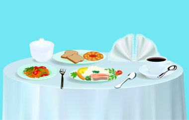 salata balık çay ve çörek yemek