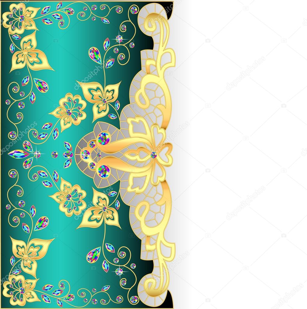 salad background with gold ornament and precious stones