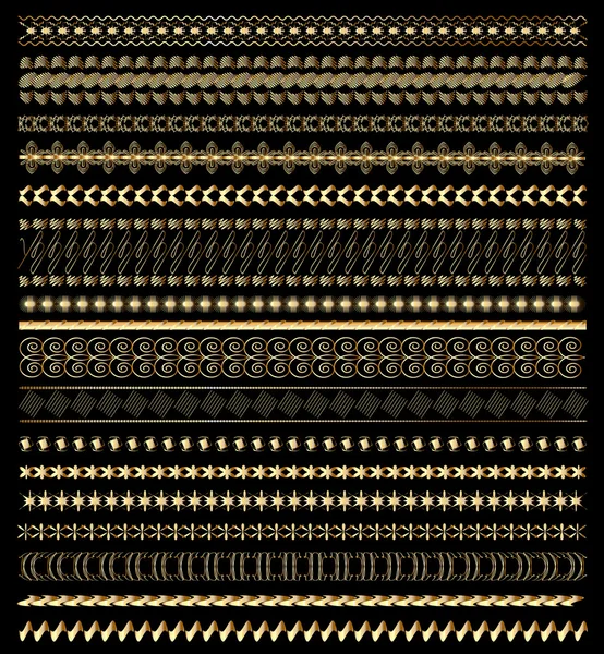 Набор бордюры украшения золотые в цвете — стоковый вектор