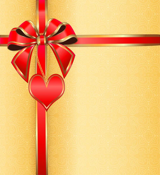 Kalp üzerinde bir zincir şerit zekâ ile Sevgililer günü kartpostal — Stockvector