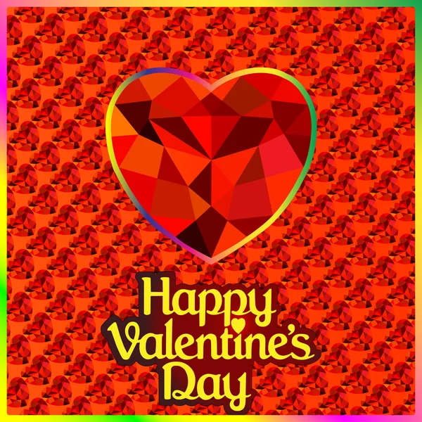 Postal el día de San Valentín con el corazón de una piedra preciosa — Vector de stock