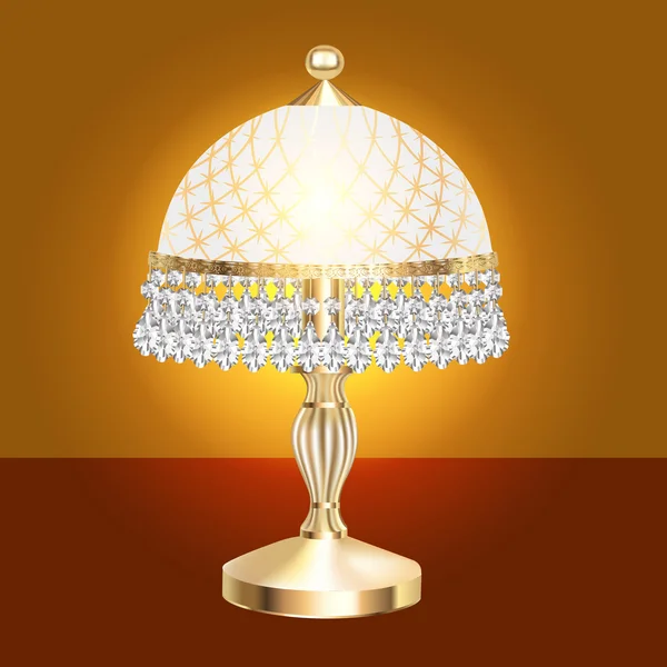 Lampe de table avec pendentifs en cristal — Image vectorielle