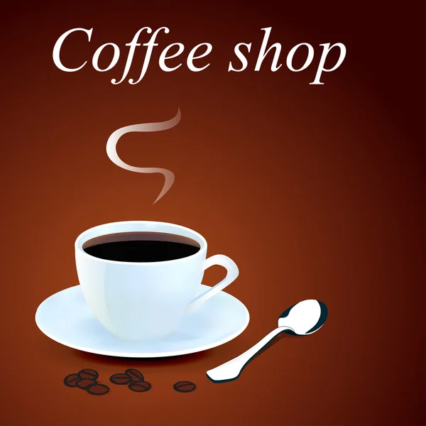 Hintergrund mit einer Tasse Kaffee und Körnern — Stockvektor