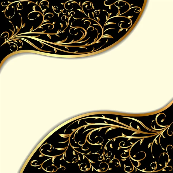 Fundo com ornamento de ouro e ondas — Vetor de Stock