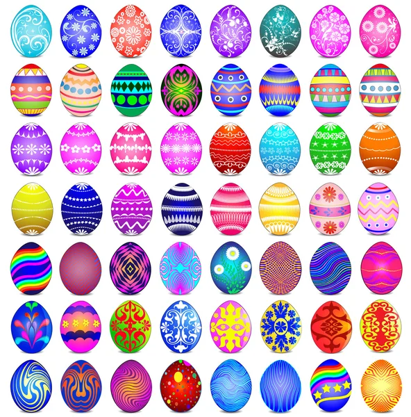 Set of Easter eggs on the white background — Stock Vector