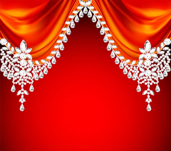 Fond rouge avec pierres précieuses pour les invitations — Image vectorielle