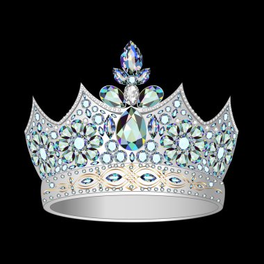 decorative crown of silver and precious stones clipart