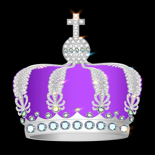 Kroon van zilveren platina en edelstenen — Stockvector