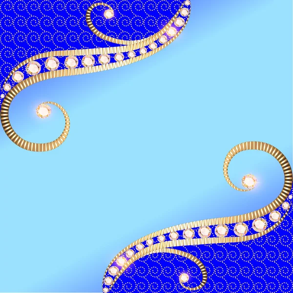 Background with swirls and shiny precious stones — Stock Vector