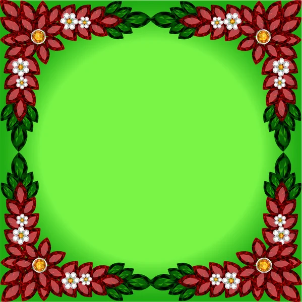 Achtergrond frame met bloemen van juwelen — Stockvector