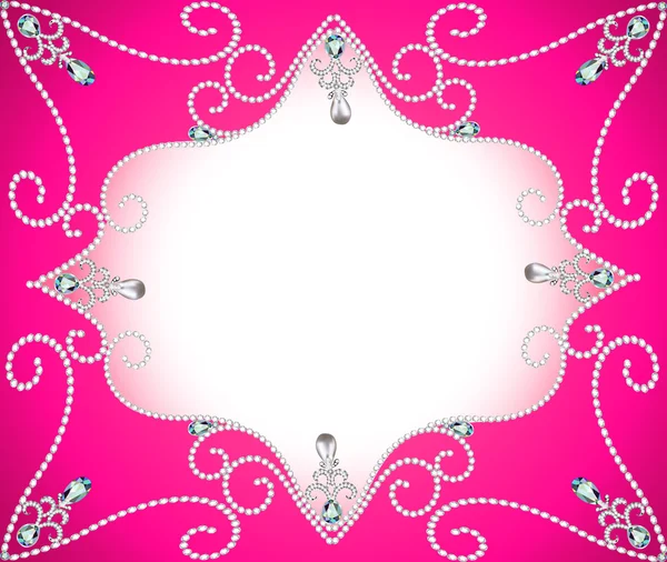 Arrière-plan avec ornement avec perles et pierres précieuses — Image vectorielle
