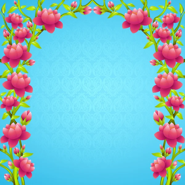 Frame achtergrond met bloeiende kersen-bloesem — Stockvector