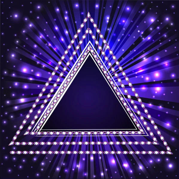 Achtergrond frame met een driehoek met edelstenen en balken — Stockvector