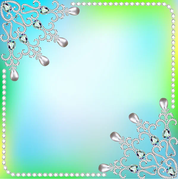 Background  frame with ornaments made of precious stones and pea — Stock Vector