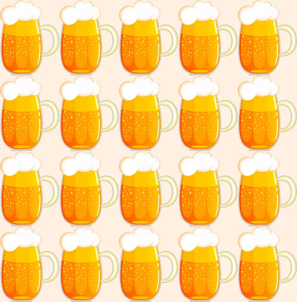 Illustration Seamless Pattern Mugs Beer — Stock Vector