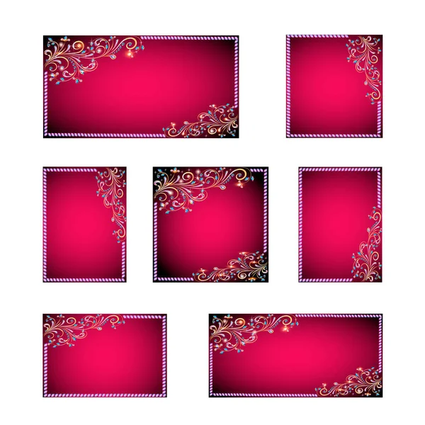 Illustration Set Frame Backgrounds Gold Patterns Gems Place Text — Stock Vector