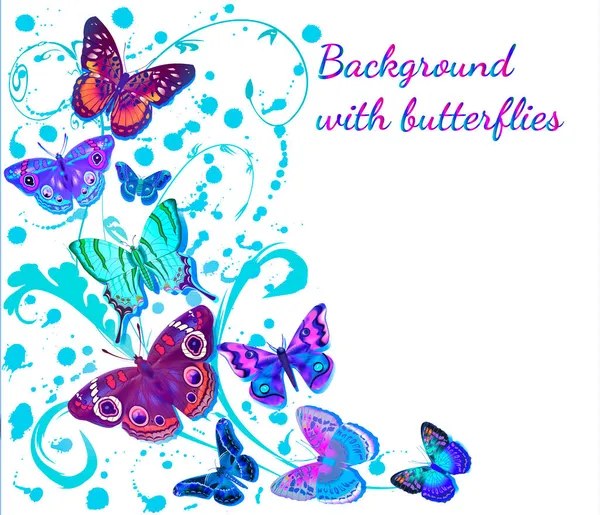 Illustration Delicate Background Butterflies Drops — Stock Vector